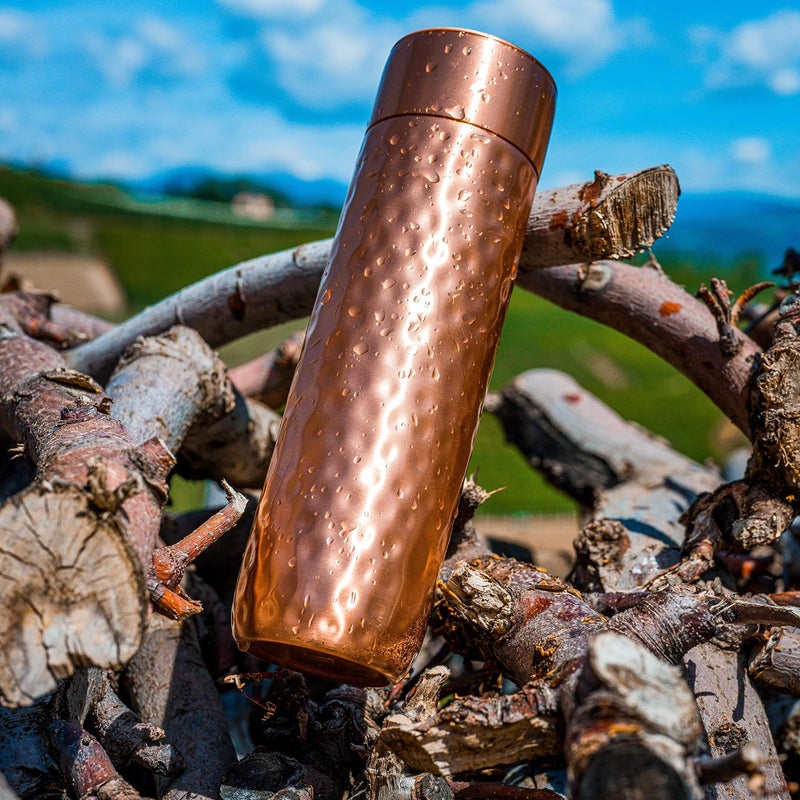 Kosdeg Copper Water Bottle - 16oz Hammered Vintage Modern Design - An Ayurvedic Pure Copper Vessel For Drinking - Drink More Water, Lower Your Sugar Intake And Enjoy The Health Benefits Immediately - Image 2